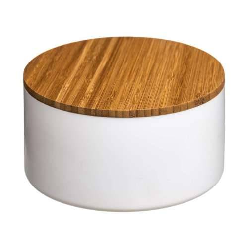Kutija za Pospremanje s Poklopcem 5five Simply Smart Natureo Bijela Prirodno Staklo Bambus ABS ø 13,5 x 7 cm Cijena