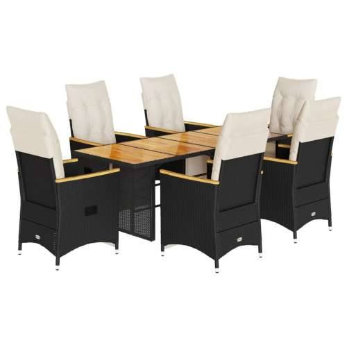 7-dijelni vrtni bistro set od poliratana s jastucima crni - Krema 190 x 80 x 75 cm 6 Cijena