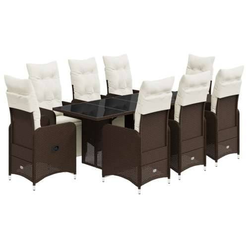 9-dijelni vrtni bistro set od poliratana s jastucima smeđi - 190 x 80 x 75 cm 8 Cijena