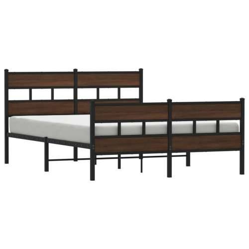 Metalni okvir kreveta bez madraca smeđa boja hrasta 160x200 cm - Smeđi hrast 160 x 200 cm s uzglavljem i podnožjem Cijena