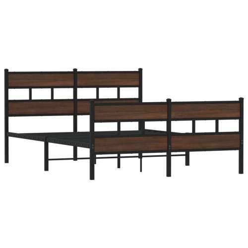 Metalni okvir kreveta bez madraca smeđa boja hrasta 160x200 cm - Smeđi hrast 160 x 200 cm s uzglavljem i podnožjem Cijena