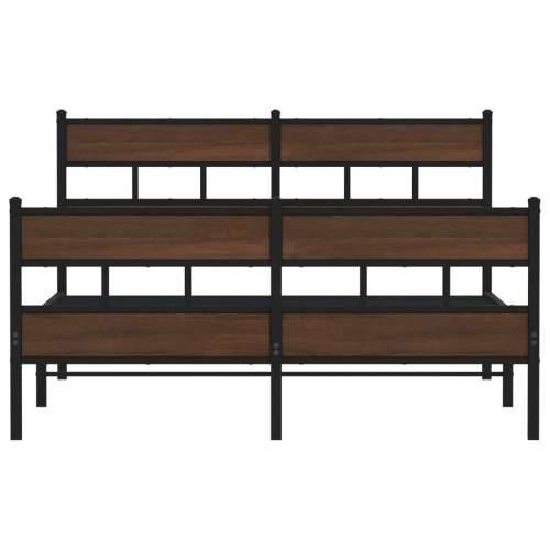 Metalni okvir kreveta bez madraca smeđa boja hrasta 160x200 cm - Smeđi hrast 160 x 200 cm s uzglavljem i podnožjem Cijena