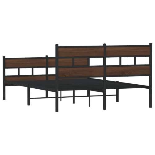 Metalni okvir kreveta bez madraca smeđa boja hrasta 160x200 cm - Smeđi hrast 160 x 200 cm s uzglavljem i podnožjem Cijena