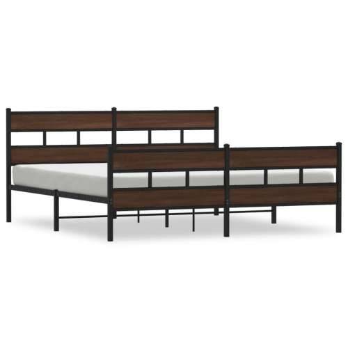 Metalni okvir kreveta bez madraca smeđa boja hrasta 193x203 cm - Smeđi hrast 193 x 203 cm s uzglavljem i podnožjem Cijena