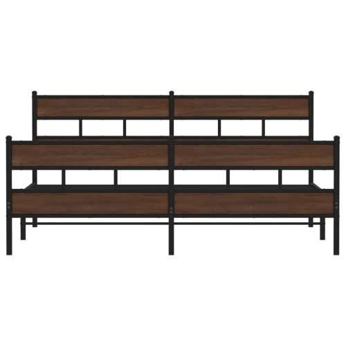 Metalni okvir kreveta bez madraca smeđa boja hrasta 193x203 cm - Smeđi hrast 193 x 203 cm s uzglavljem i podnožjem Cijena