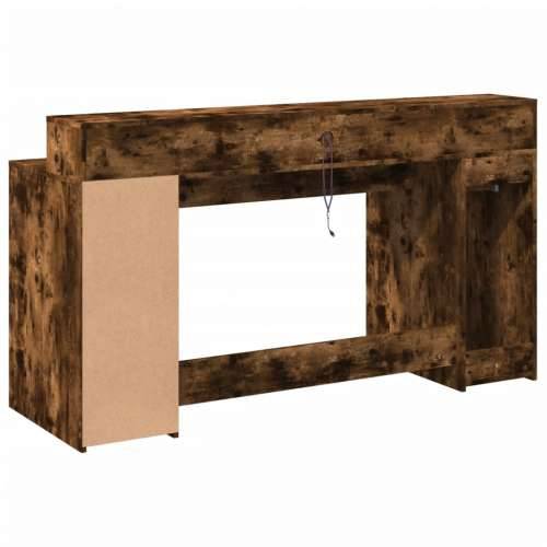 Radni stol s LED svjetlima boja hrasta 160x55x91 cm drveni - Dimljeni hrast 160 x 55 x 91 cm Cijena