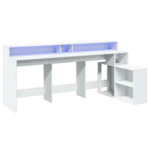 Radni stol LED bijeli 200 x 104 x 91 cm od konstruiranog drva - Bijela Cijena