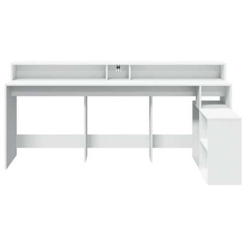 Radni stol LED bijeli 200 x 104 x 91 cm od konstruiranog drva - Bijela Cijena