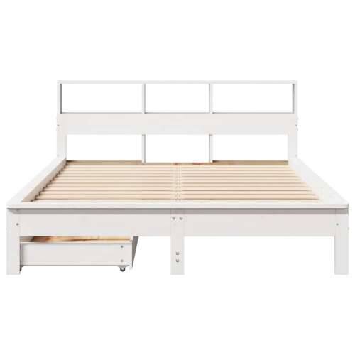Krevet s regalom z knjige bez madraca bijeli 160x200cm borovina - Bijela 160 x 200 cm Cijena