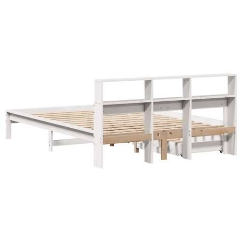 Krevet s regalom z knjige bez madraca bijeli 160x200cm borovina - Bijela 160 x 200 cm Cijena