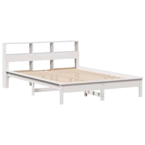 Krevet s regalom z knjige bez madraca bijeli 160x200cm borovina - Bijela 160 x 200 cm Cijena