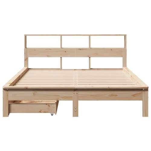 Krevet s regalom za knjige bez madraca 150 x 200 cm od borovine - Prirodna 150 x 200 cm Cijena