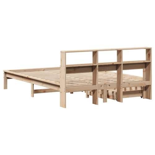 Krevet s regalom za knjige bez madraca 150 x 200 cm od borovine - Prirodna 150 x 200 cm Cijena