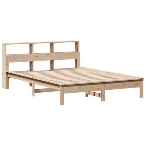 Krevet s regalom za knjige bez madraca 150 x 200 cm od borovine - Prirodna 150 x 200 cm Cijena