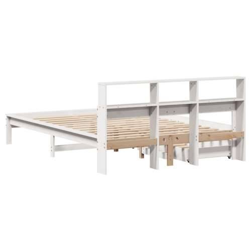 Krevet s regalom z knjige bez madraca bijeli 140x200cm borovina - Bijela 140 x 200 cm Cijena