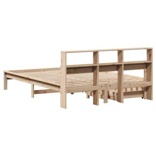Krevet s regalom za knjige bez madraca 120x200 cm od borovine - Prirodna 120 x 200 cm Cijena