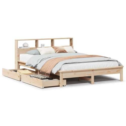 Krevet s regalom za knjige bez madraca 120x190 cm od borovine - Prirodna 120 x 190 cm Cijena