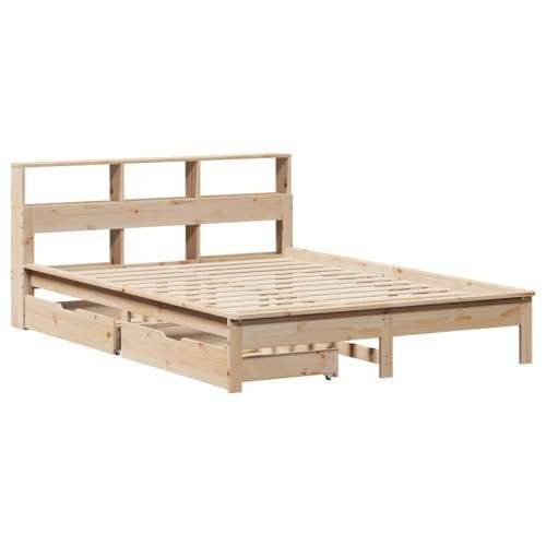 Krevet s regalom za knjige bez madraca 120x190 cm od borovine - Prirodna 120 x 190 cm Cijena