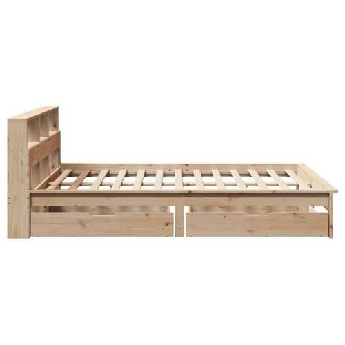 Krevet s regalom za knjige bez madraca 120x190 cm od borovine - Prirodna 120 x 190 cm Cijena