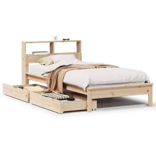 Krevet s regalom za knjige bez madraca 75x190 cm borovina - Prirodna 75 x 190 cm Cijena
