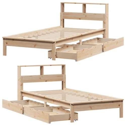 Krevet s regalom za knjige bez madraca 75x190 cm borovina - Prirodna 75 x 190 cm Cijena