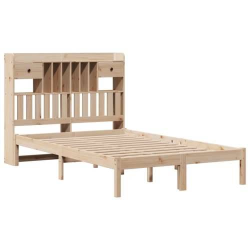 Krevet s regalom za knjige bez madraca 135x190 cm od borovine - Prirodna 135 x 190 cm Cijena