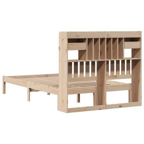 Krevet s regalom za knjige bez madraca 135x190 cm od borovine - Prirodna 135 x 190 cm Cijena