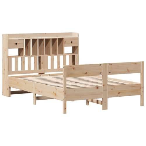 Krevet s regalom za knjige bez madraca 140x190 cm od borovine - Prirodna 140 x 190 cm Cijena