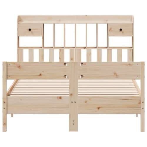 Krevet s regalom za knjige bez madraca 140x190 cm od borovine - Prirodna 140 x 190 cm Cijena