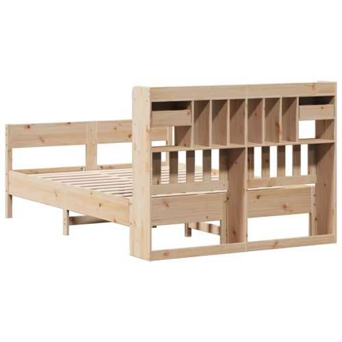 Krevet s regalom za knjige bez madraca 140x190 cm od borovine - Prirodna 140 x 190 cm Cijena
