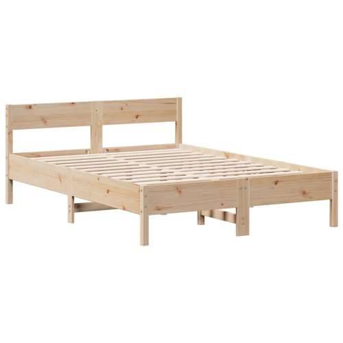 Krevet s regalom za knjige bez madraca 140x190 cm od borovine - Prirodna 140 x 190 cm Cijena