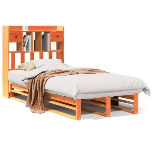 Krevet s regalom za knjige bez madraca 75 x 190 cm od borovine - Voštano smeđa 75 x 190 cm Cijena