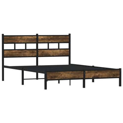 Okvir kreveta bez madraca s uzglavljem boja hrasta 150x200 cm - Dimljeni hrast 150 x 200 cm s uzglavljem i niskim podnožjem Cijena