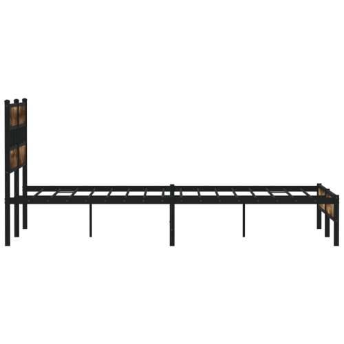 Okvir kreveta bez madraca s uzglavljem boja hrasta 150x200 cm - Dimljeni hrast 150 x 200 cm s uzglavljem i niskim podnožjem Cijena