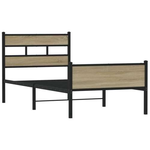 Okvir kreveta bez madraca boja hrasta sonome 75 x 190 cm drveni - sonoma hrast 75 x 190 cm s uzglavljem i visokim podnožjem Cijena