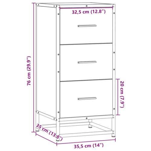 Komoda boja hrasta 35,5x35x76 cm konstruirano drvo i metal - Smeđi hrast 1 Cijena