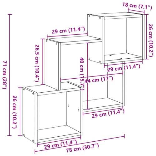 Zidni ormarić 78x18x71 cm siva boja hrasta konstruirano drvo - Sivi hrast sonoma 1 Cijena