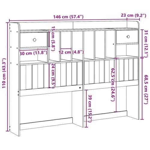 Uzglavlje sa spremištem 140 cm od masive borovine - Prirodna 140 cm 1 Cijena