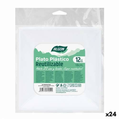 Set tanjura za višekratnu uporabu Algon Kvadratno Bijela Plastika 18 x 18 x 4 cm (24 kom.) Cijena