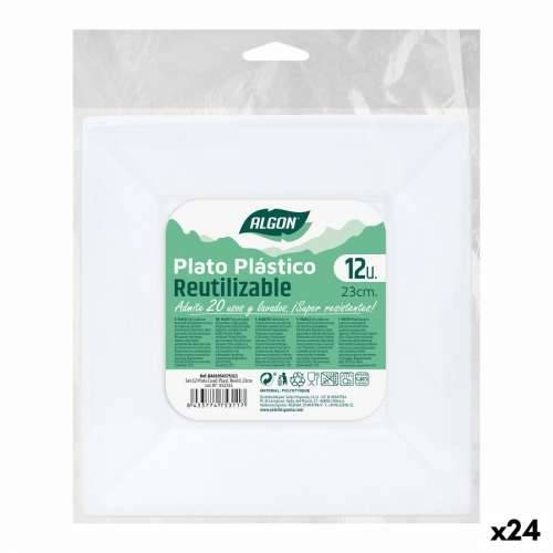 Set tanjura za višekratnu uporabu Algon Kvadratno Bijela Plastika 23 x 23 x 2 cm (24 kom.) Cijena