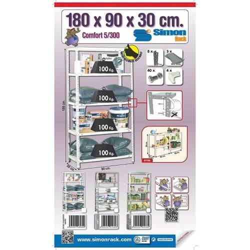 Polica Simon Rack Comfort 5/300 Metal 5 Police 500 kg (180 x 90 x 30 cm) Cijena