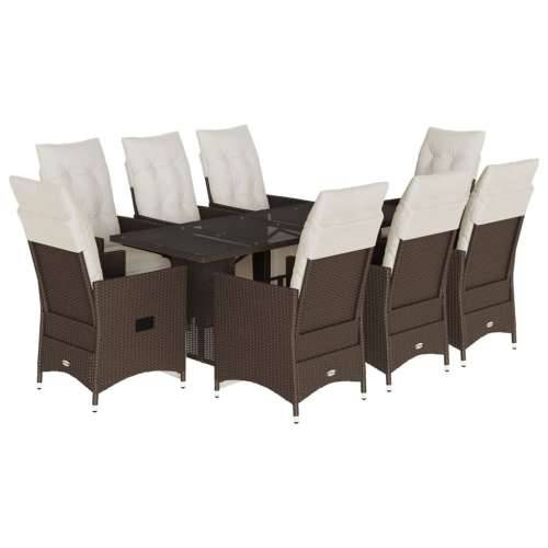 9-dijelni vrtni bistro set od poliratana s jastucima smeđi - 190 x 80 x 75 cm 8 Cijena