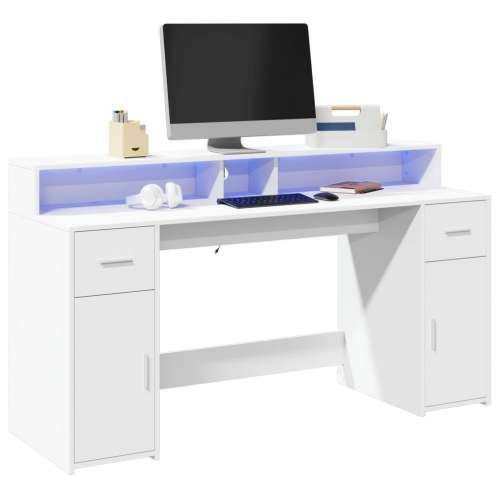 Radni stol LED bijeli 160x55x91 cm od konstruiranog drva - Bijela 160 x 55 x 91 cm Cijena