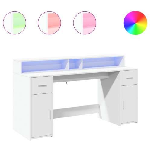 Radni stol LED bijeli 160x55x91 cm od konstruiranog drva - Bijela 160 x 55 x 91 cm Cijena