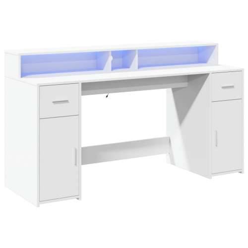 Radni stol LED bijeli 160x55x91 cm od konstruiranog drva - Bijela 160 x 55 x 91 cm Cijena