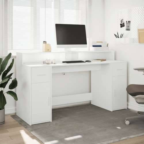 Radni stol LED bijeli 160x55x91 cm od konstruiranog drva - Bijela 160 x 55 x 91 cm Cijena