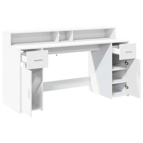 Radni stol LED bijeli 160x55x91 cm od konstruiranog drva - Bijela 160 x 55 x 91 cm Cijena