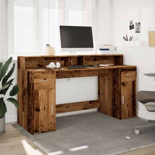 Radni stol s LED svjetlima boja starog drva 160x55x91 cm drveni - Staro drvo 160 x 55 x 91 cm Cijena