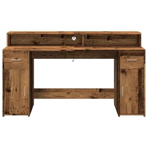Radni stol s LED svjetlima boja starog drva 160x55x91 cm drveni - Staro drvo 160 x 55 x 91 cm Cijena