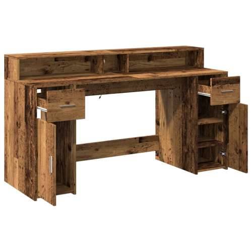 Radni stol s LED svjetlima boja starog drva 160x55x91 cm drveni - Staro drvo 160 x 55 x 91 cm Cijena